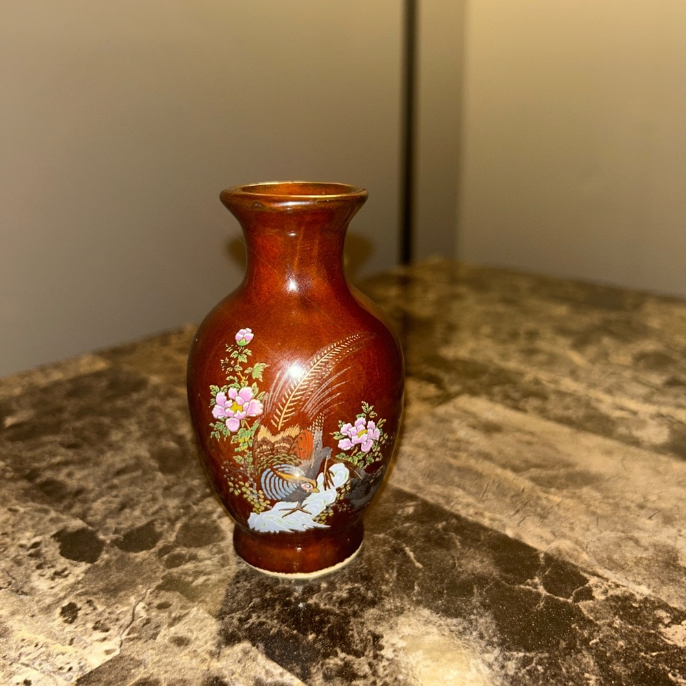 Japanese Vintage Brown Ceramic Vase
